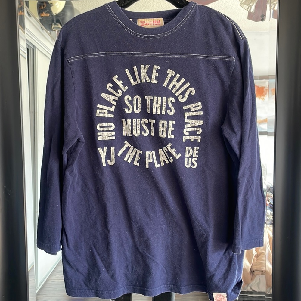 Navy Graphic Long Sleeve Shirt